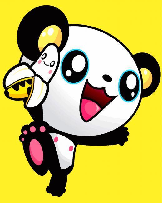 Grappige Panda met Banaan Schilderen op Nummers