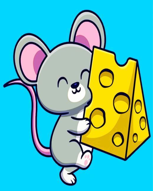 Grijze Muis met Kaas Schilderen op Nummers Kinderen