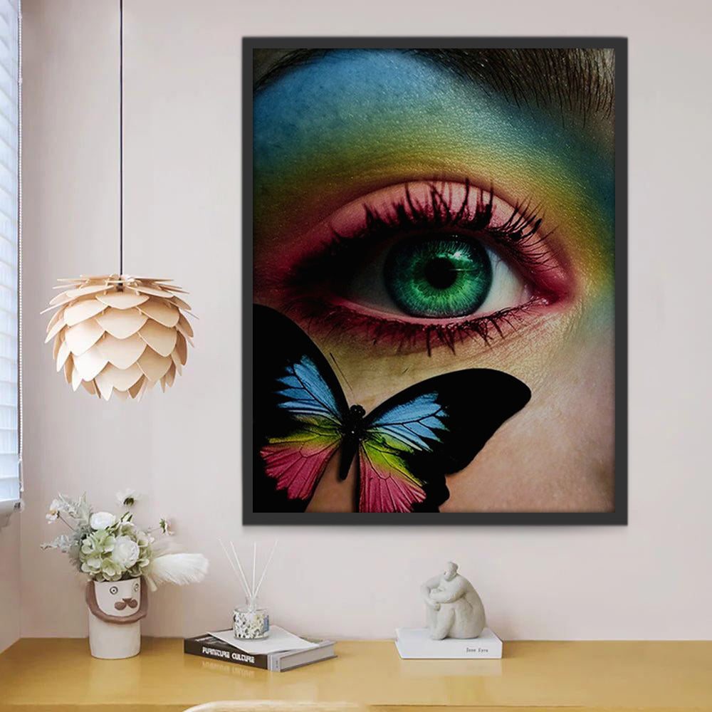 Groen Oog en Kleurrijke Vlinder Schilderen op Nummers