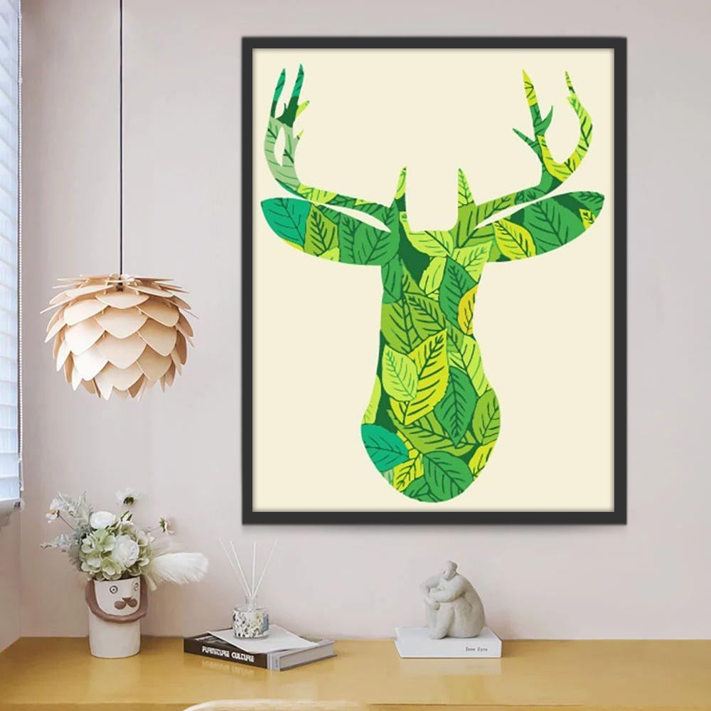Groene Bladeren Hertenkop Schilderen op Nummers