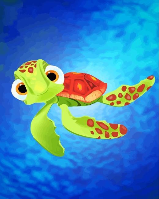 Groene Cartoon Kleine Schildpad Schilderen op Nummers Kinderen