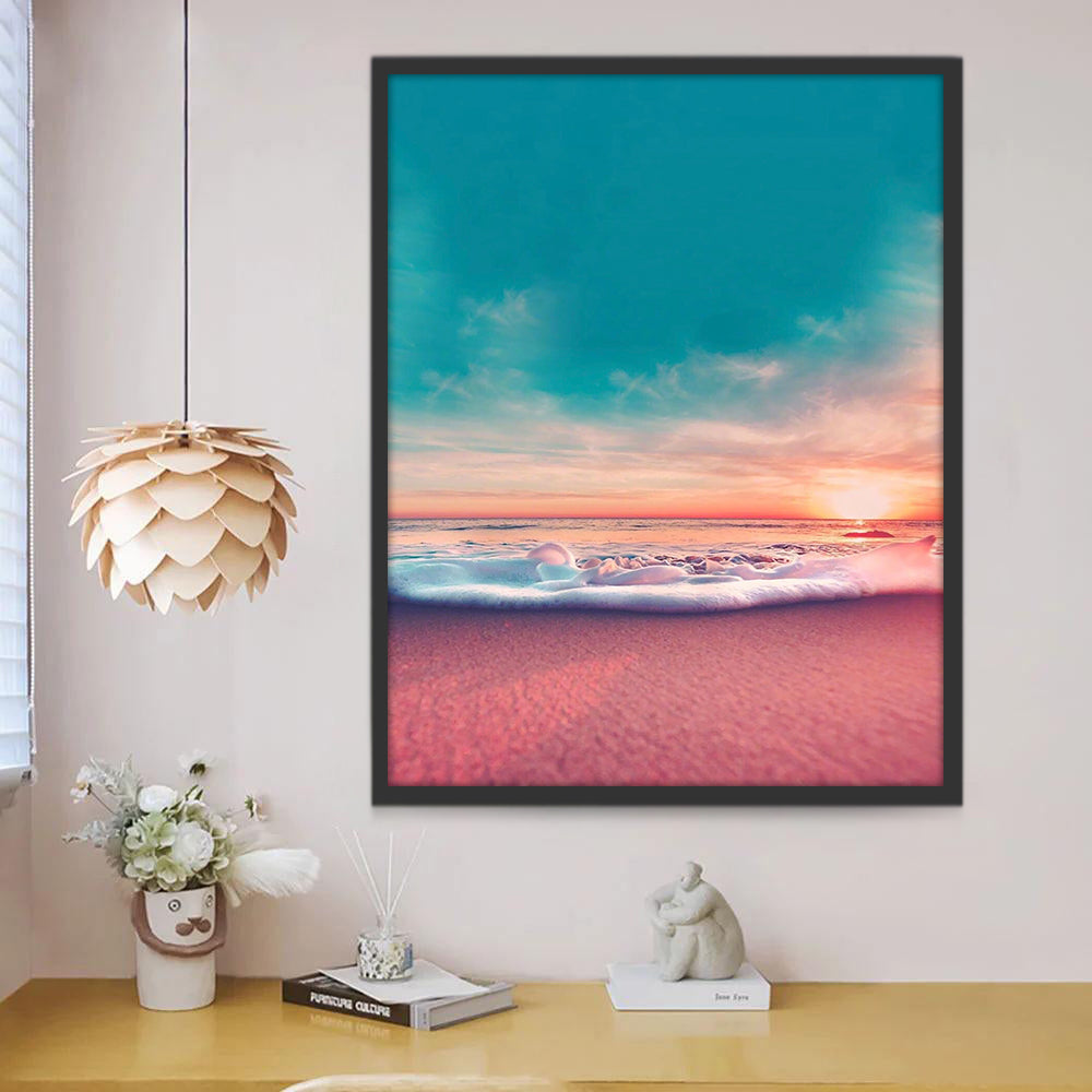 Groene Lucht en Roze Strand Schilderen op Nummers