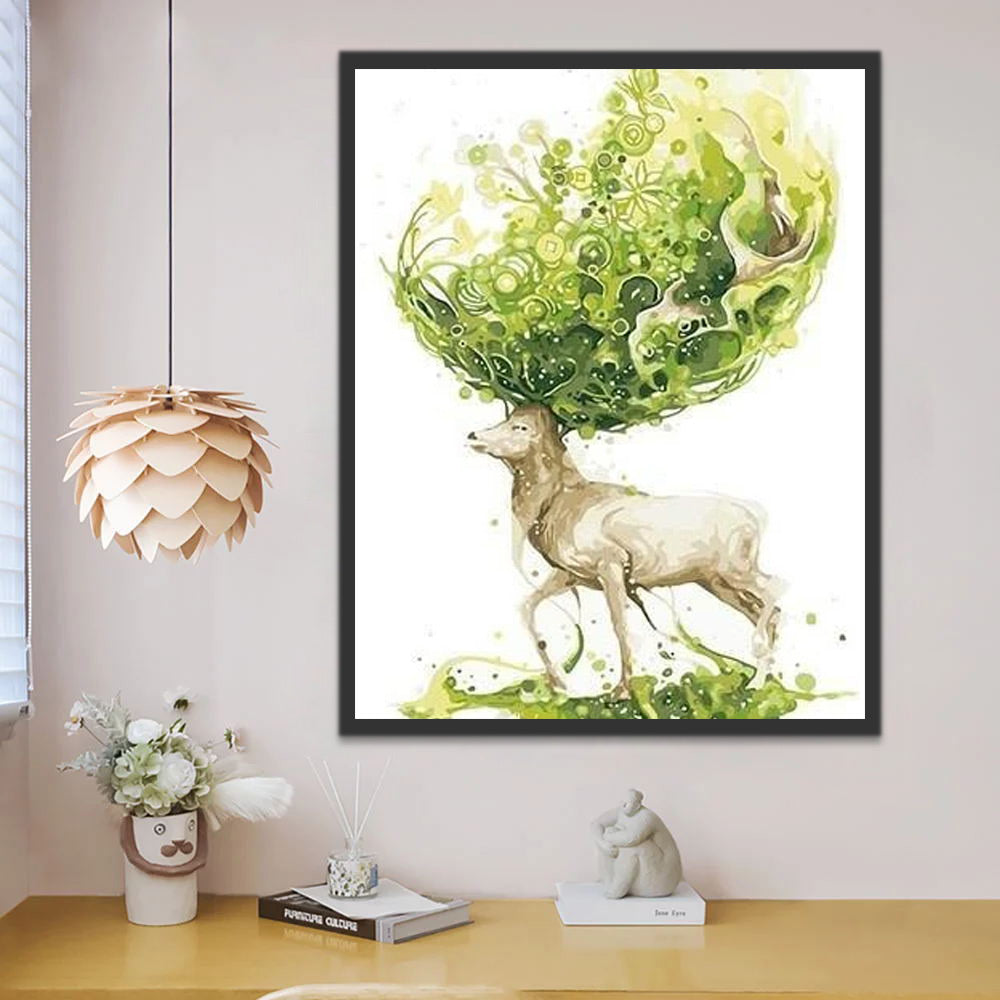 Groene Planten op Hertenkop Schilderen op Nummers