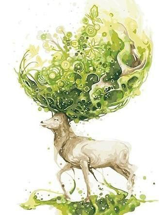 Groene Planten op Hertenkop Schilderen op Nummers
