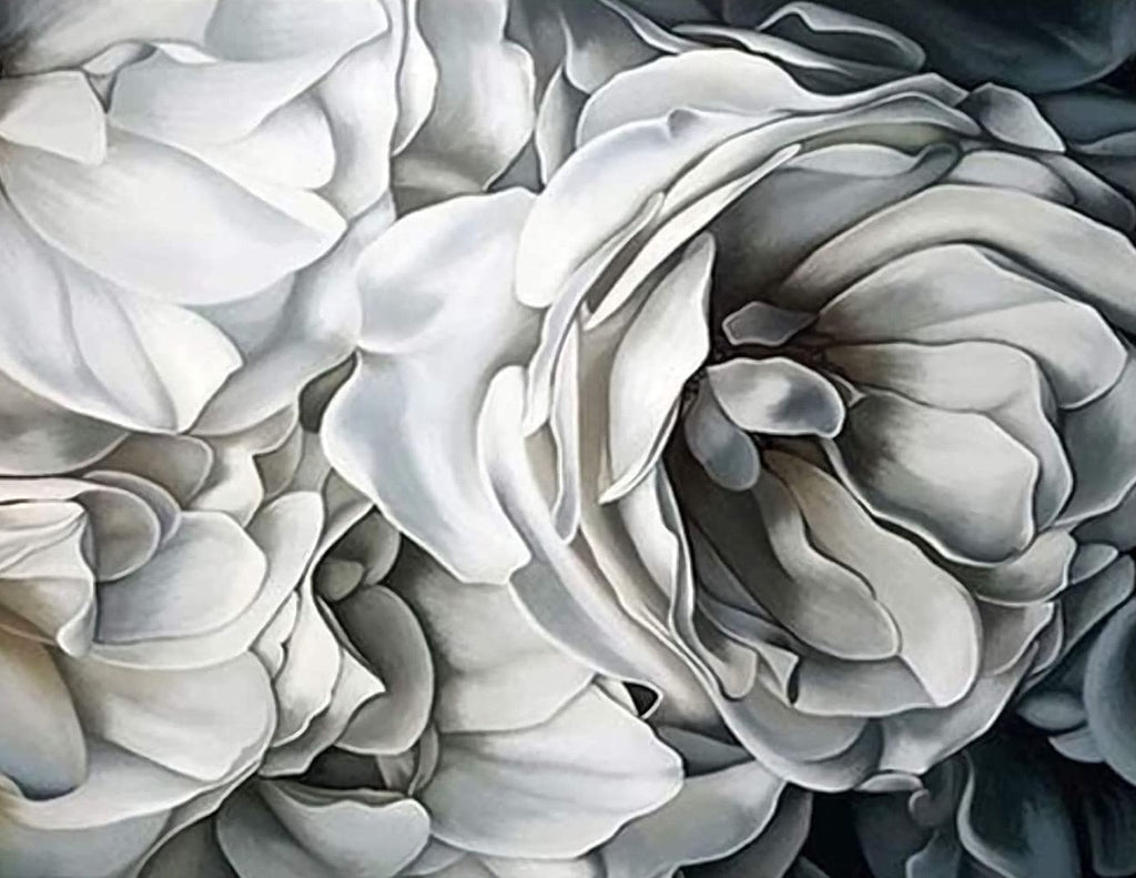 Grote wit-grijze bloemen Schilderen op Nummers