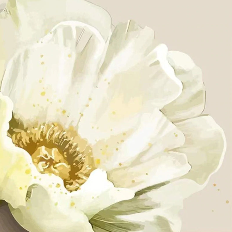 Grote Witte Bloem met Gele Meeldraden Schilderen op Nummers