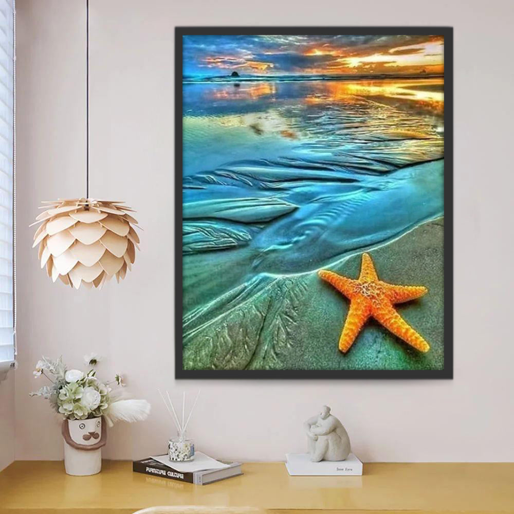 Grote Zeesterren op het Strand Schilderen op Nummers