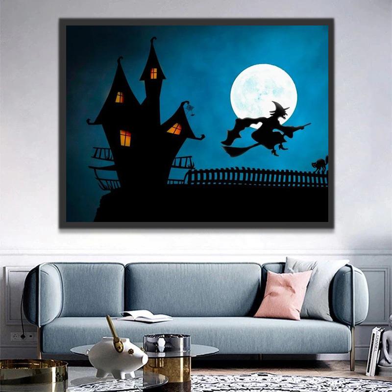 Halloween Heks in de Nacht Schilderen op Nummers