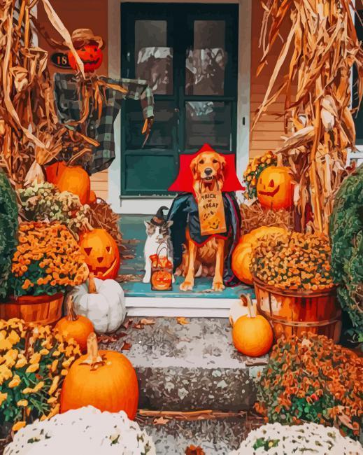Halloween Hond Schilderen op Nummers