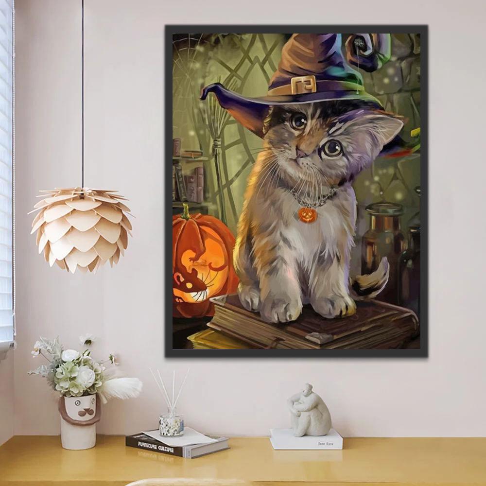 Halloween Kitten Schilderen op Nummers