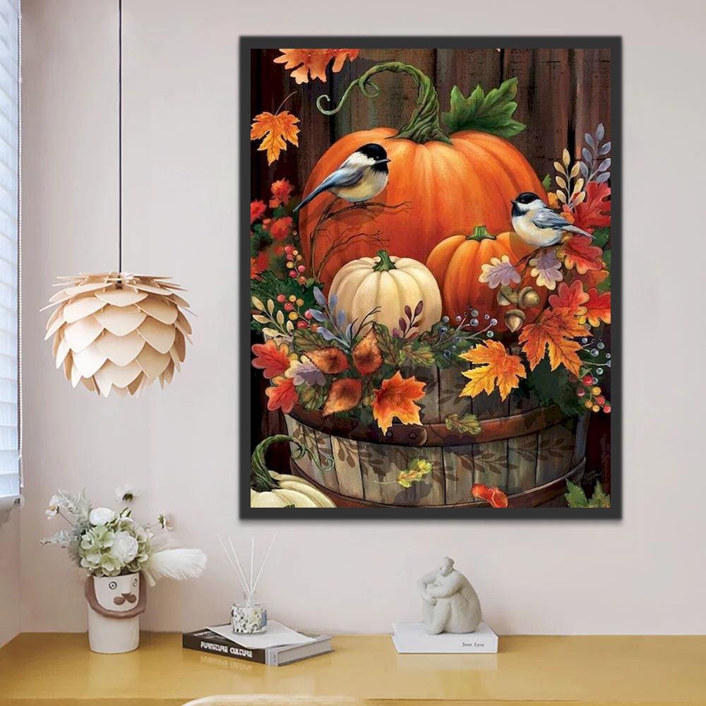 Halloween Pompoen en Kolibrie Schilderen op Nummers