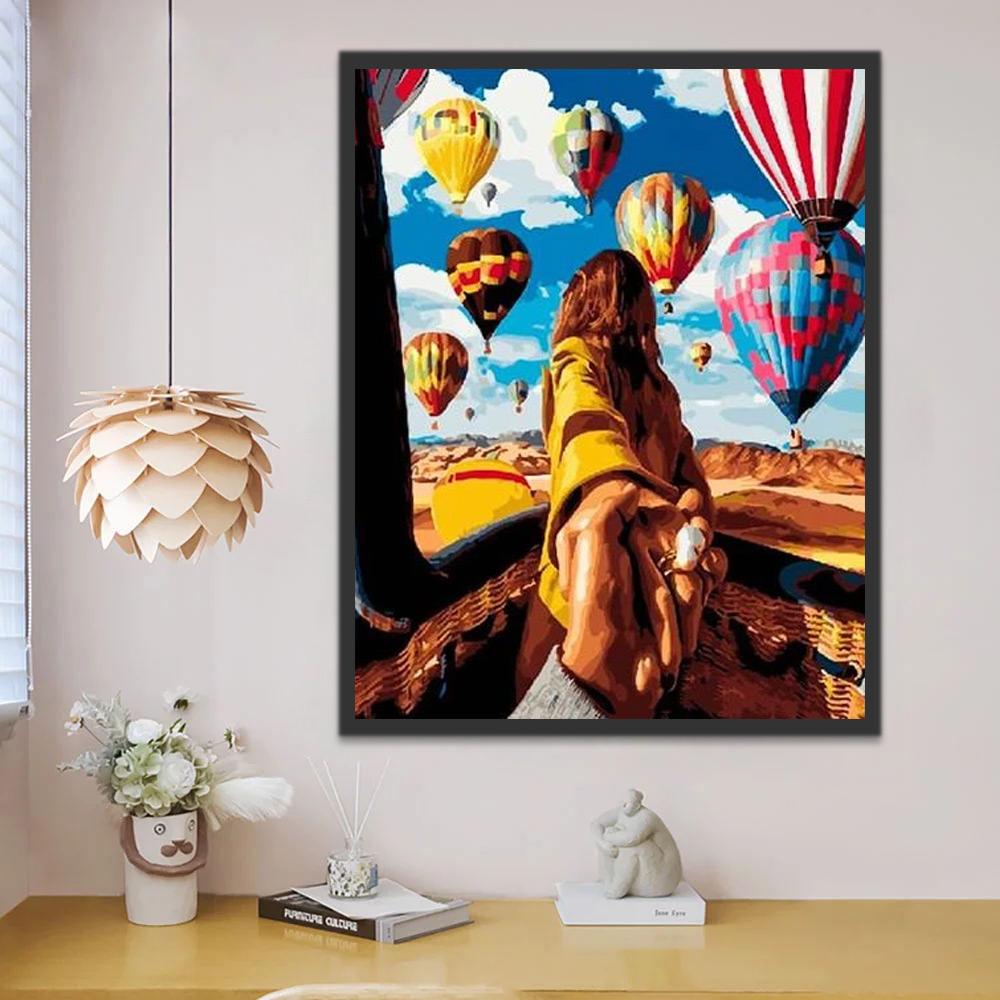 Hand in hand in een Heteluchtballon Schilderen op Nummers