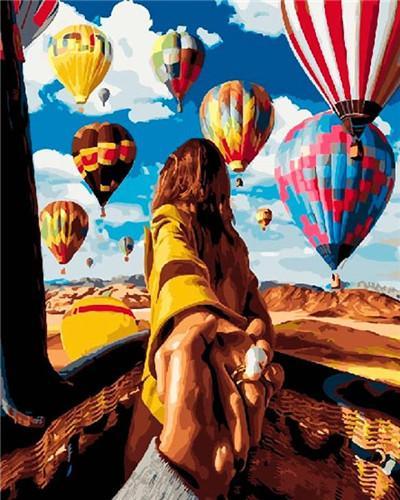 Hand in hand in een Heteluchtballon Schilderen op Nummers