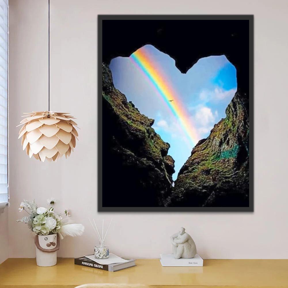 Hartvormig Kloof met Regenboog Schilderen op Nummers