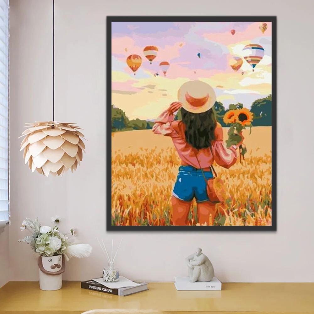 Helder Meisje in de Bloemen Schilderen op Nummers