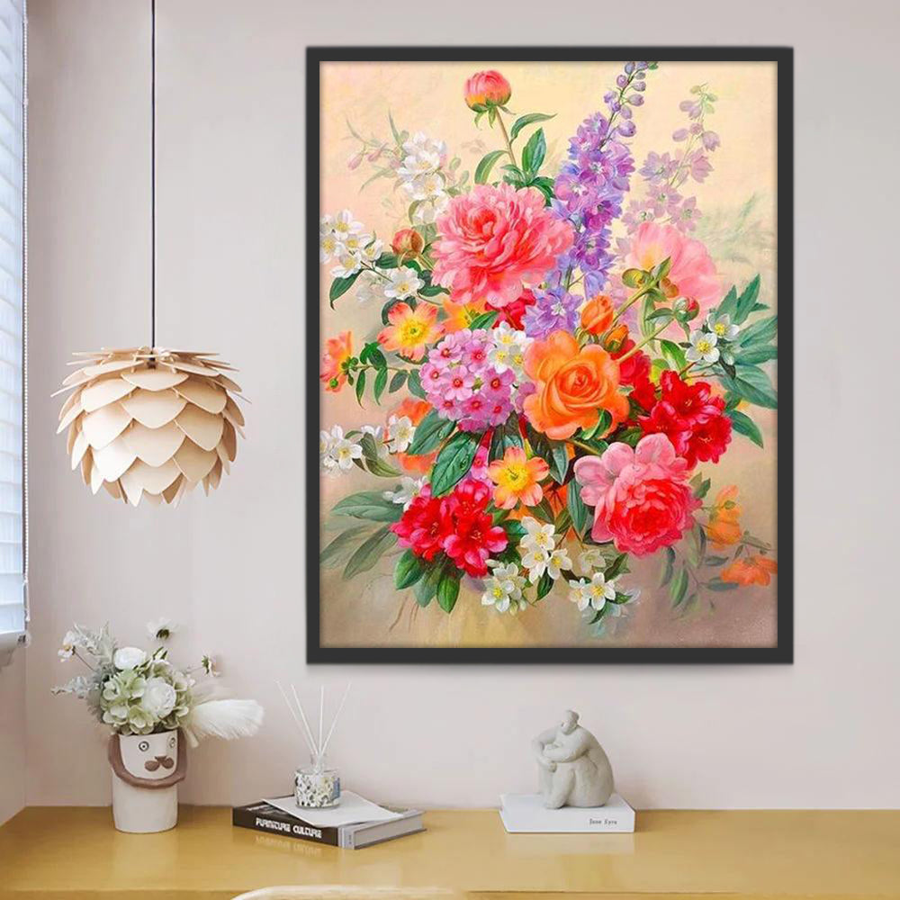 Heldere en kleurrijke bloemen Schilderen op Nummers
