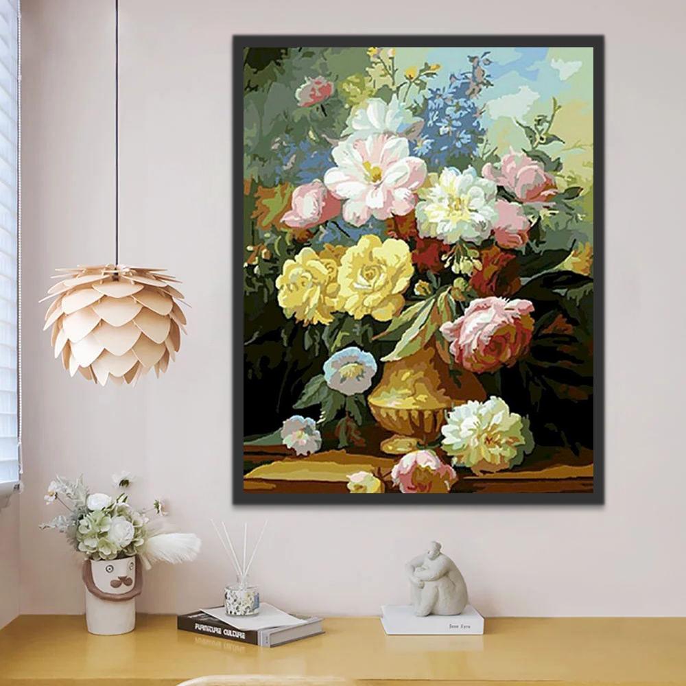 Heldere en kleurrijke potbloemen Schilderen op Nummers