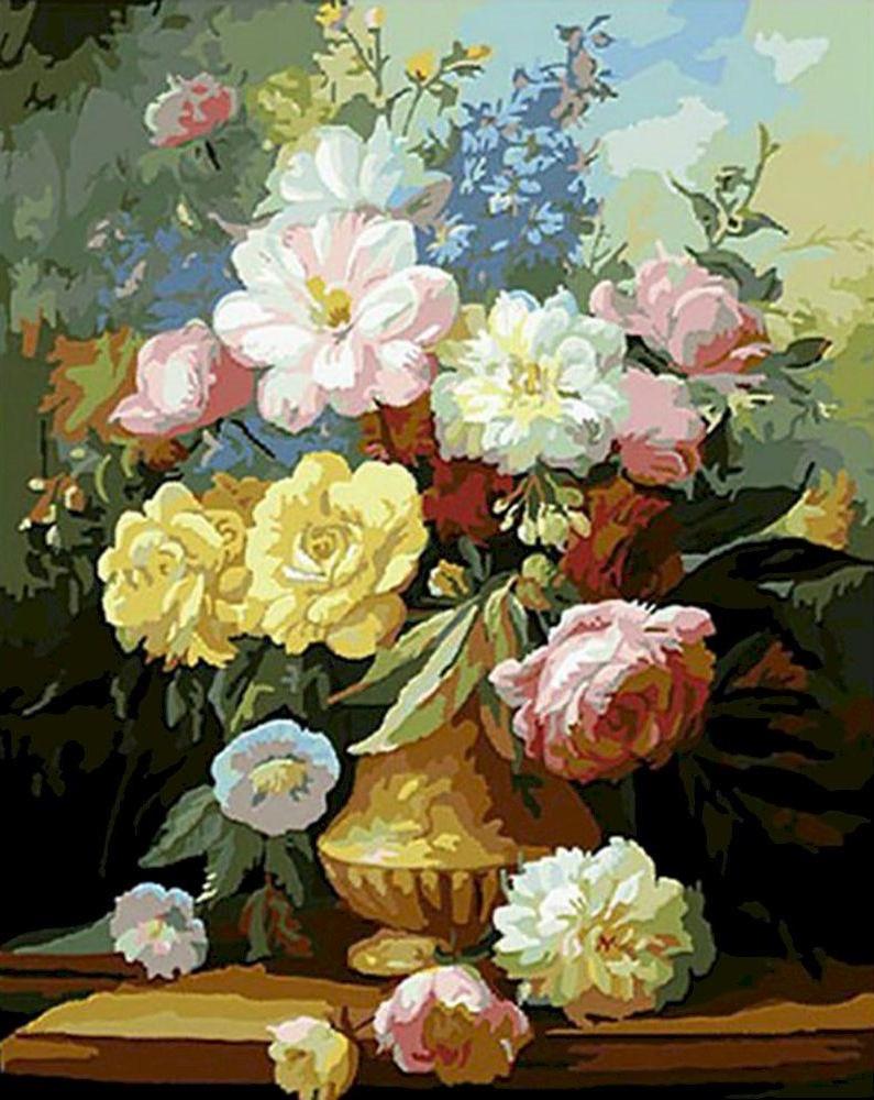 Heldere en kleurrijke potbloemen Schilderen op Nummers