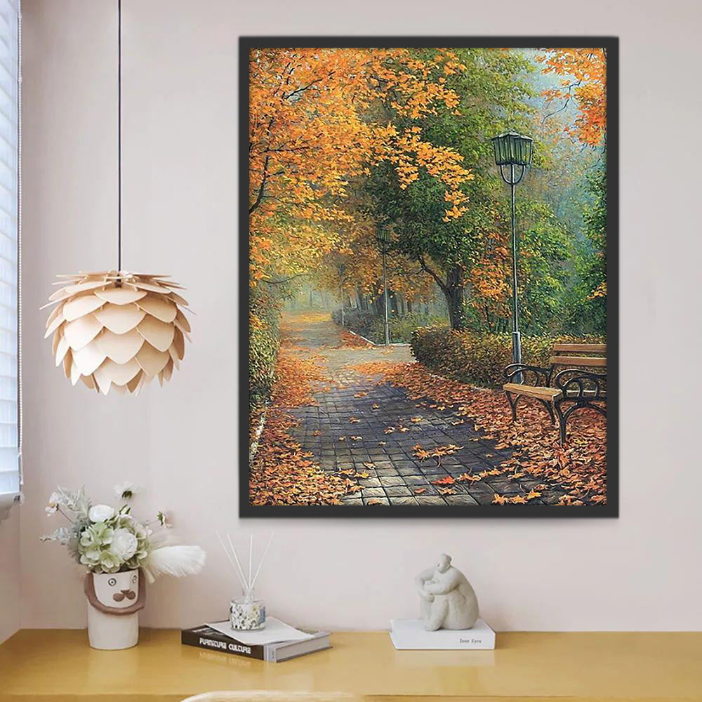 Herfstachtige Laan met Verloren Bladeren Schilderen op Nummers