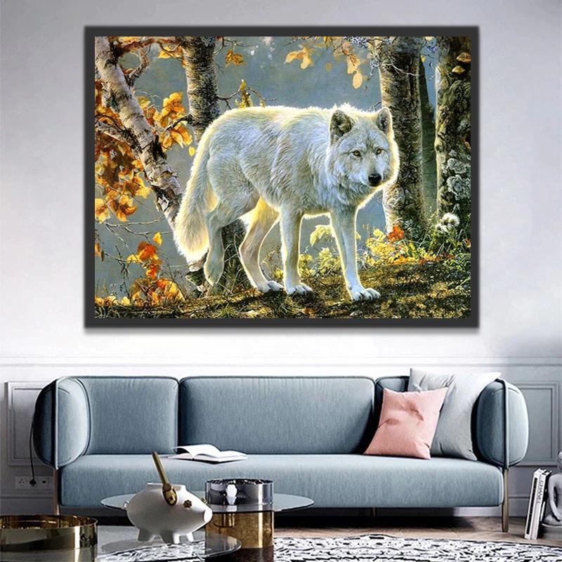 Herfstbladeren en Wolf Schilderen op Nummers