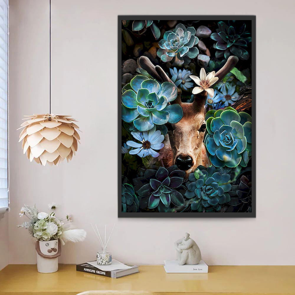 Hert en Groene Bloemen Schilderen op Nummers