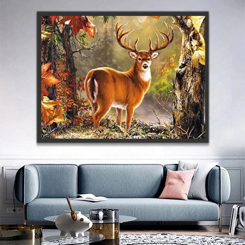 Hert in het Herfstbos Schilderen op Nummers