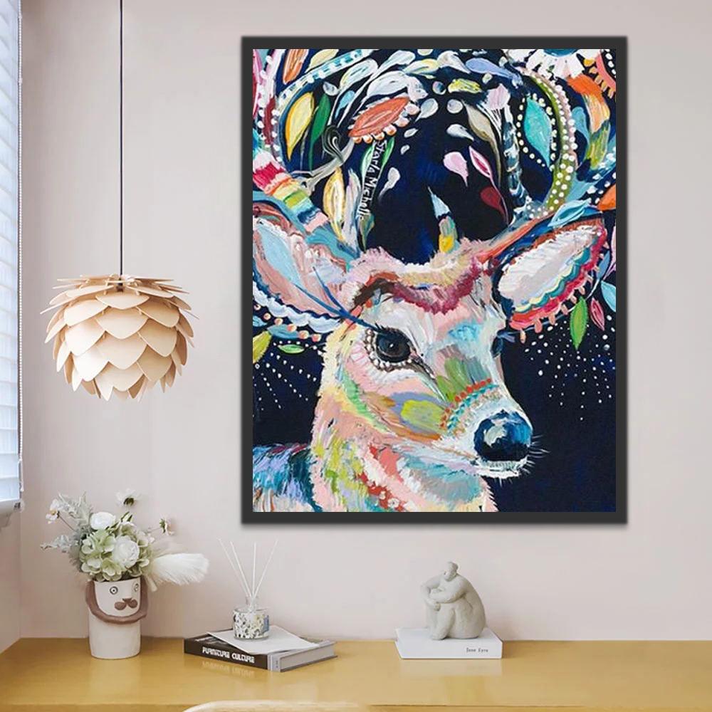 Hert met Abstract Patroon Schilderen op Nummers