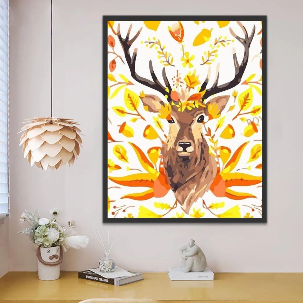 Hert met Herfstbladeren Schilderen op Nummers