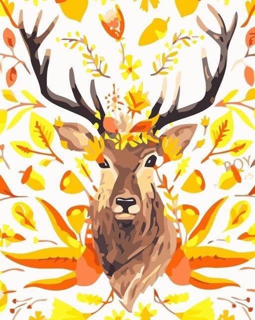 Hert met Herfstbladeren Schilderen op Nummers