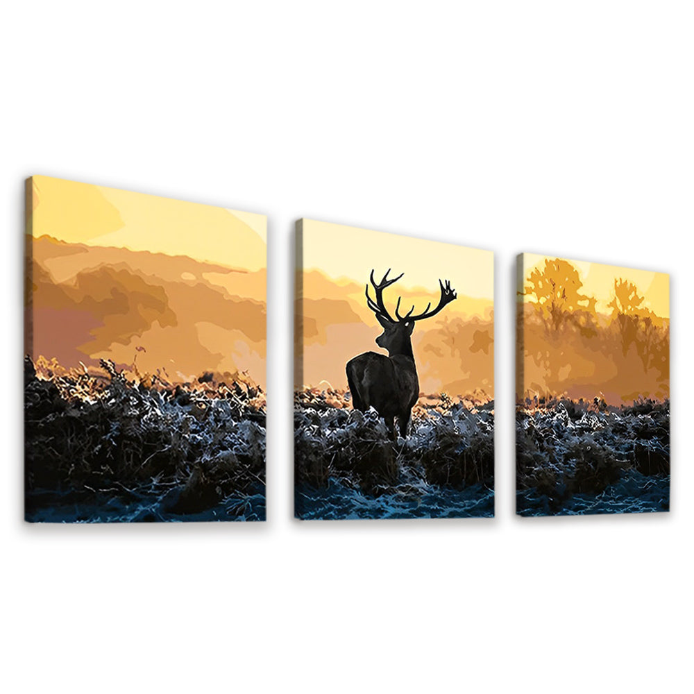 Hert Silhouet 3 Platen Schilderen op Nummers