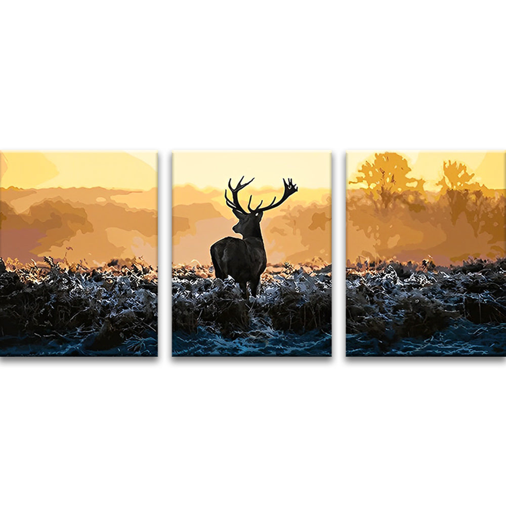 Hert Silhouet 3 Platen Schilderen op Nummers