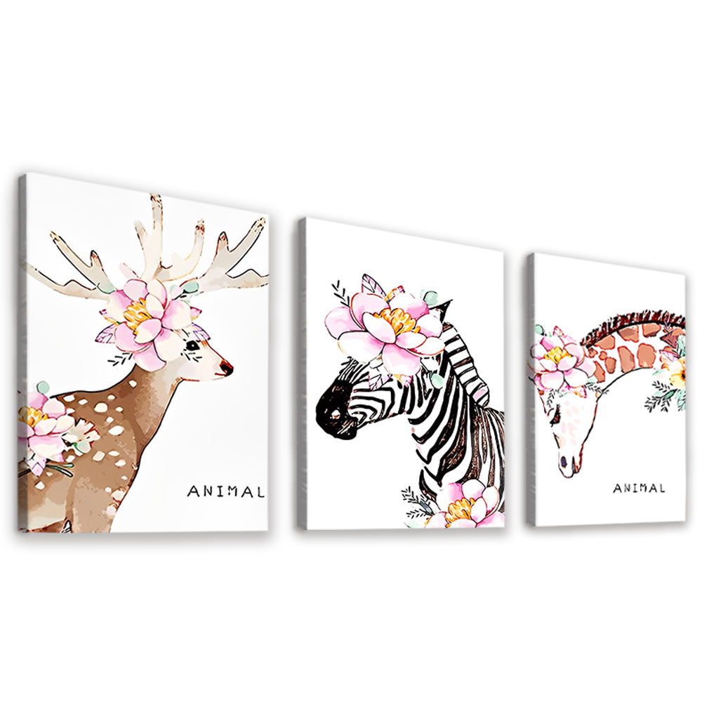 Hert Zebra Giraffe 3 Platen Schilderen op Nummers