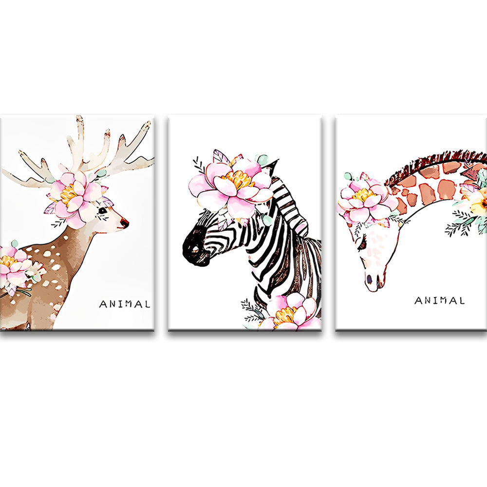 Hert Zebra Giraffe 3 Platen Schilderen op Nummers