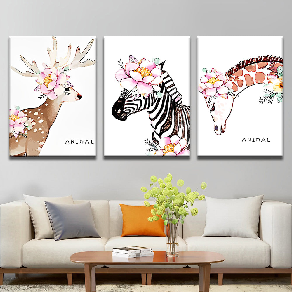Hert Zebra Giraffe 3 Platen Schilderen op Nummers