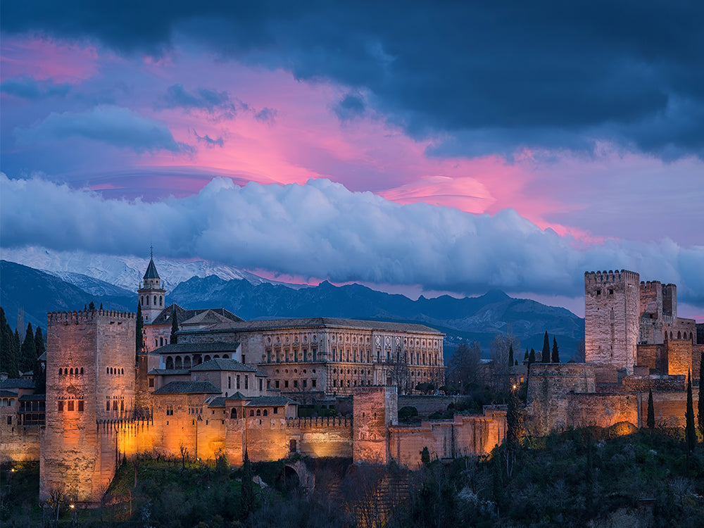 Het Alhambra in een Kleurrijke Zonsondergang Schilderen op Nummers