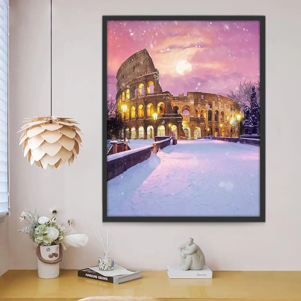 Het Colosseum op een Besneeuwde Dag Schilderen op Nummers