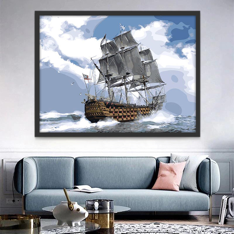 Het Klassieke Zeilschip dat de Golven Breekt Schilderen op Nummers
