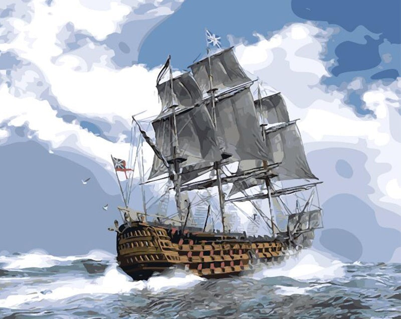 Het Klassieke Zeilschip dat de Golven Breekt Schilderen op Nummers