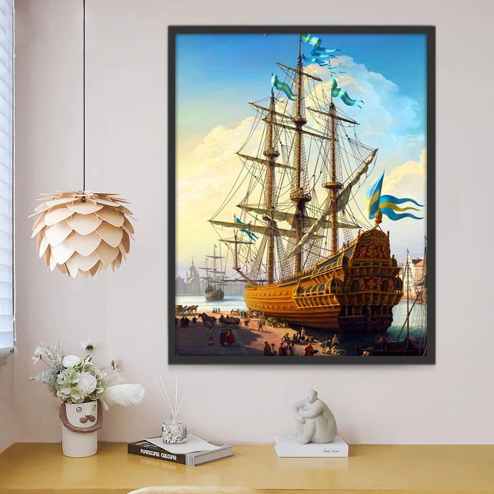 Het Majestueuze Zeilschip in de Haven Schilderen op Nummers