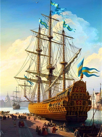 Het Majestueuze Zeilschip in de Haven Schilderen op Nummers