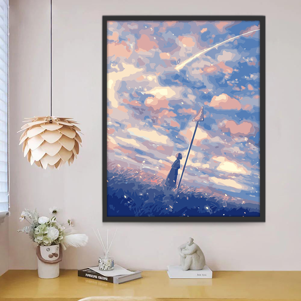 Het Meisje dat onder de Wolken Staat Schilderen op Nummers