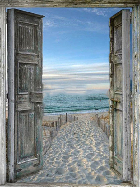 Het Strand en de Zee achter de Houten Poort Schilderen op Nummers