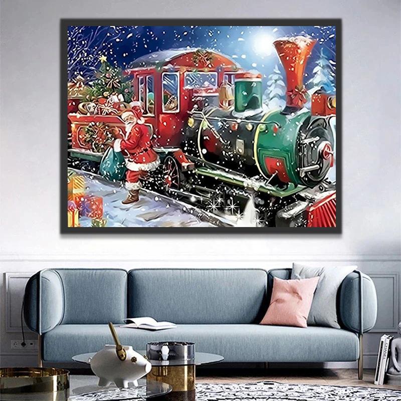 Het Treintje en de Kerstman Schilderen op Nummers