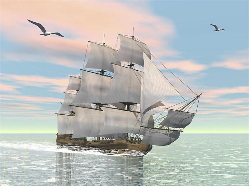 Het Witte Zeilschip dat Rustig vaart op Zee Schilderen op Nummers