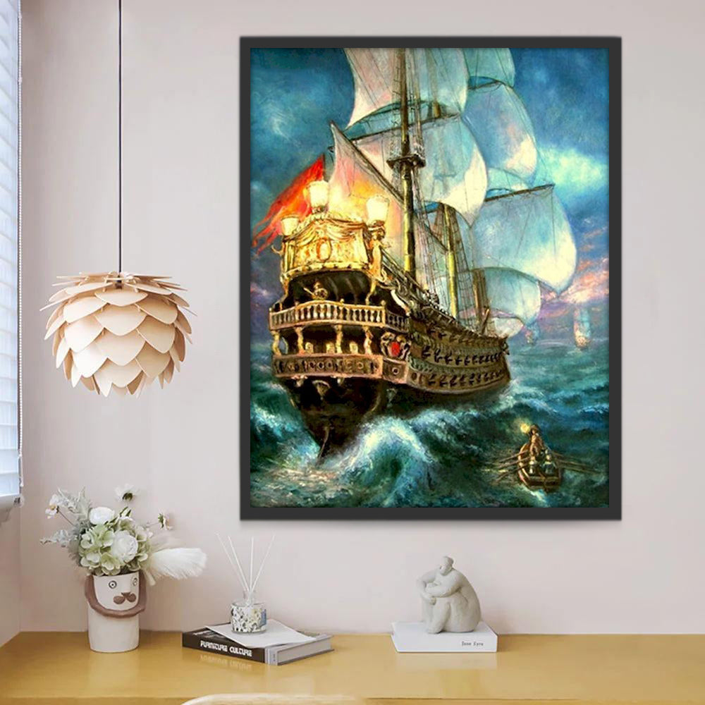 Het Zeilschip en de Boot in de Storm Schilderen op Nummers
