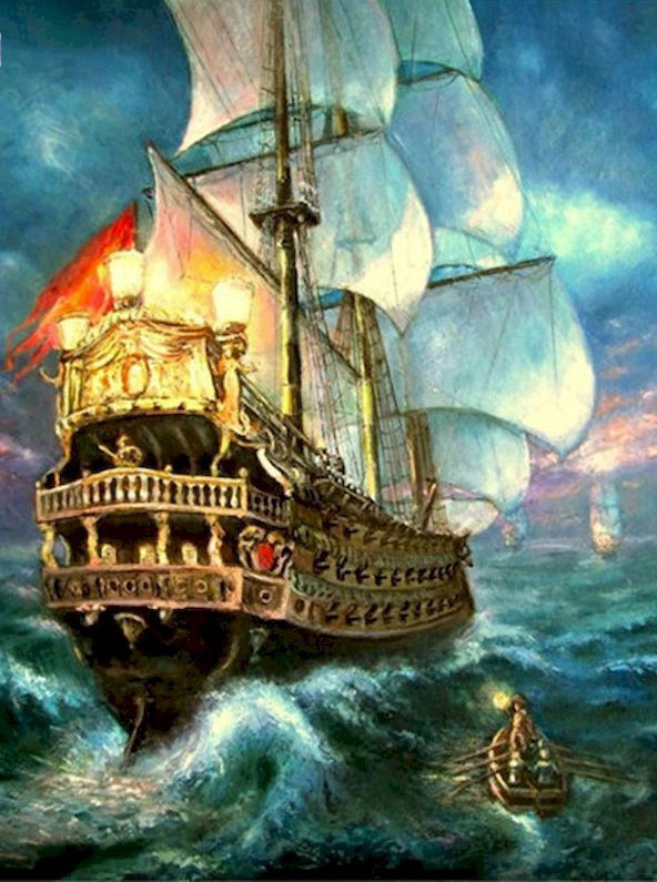 Het Zeilschip en de Boot in de Storm Schilderen op Nummers
