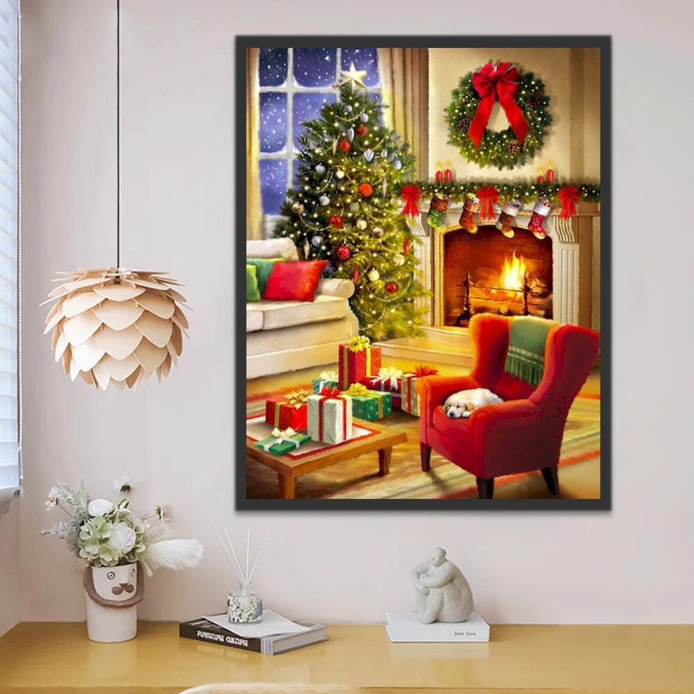 Hoek van de Kamer Tijdens Kerstmis Schilderen op Nummers