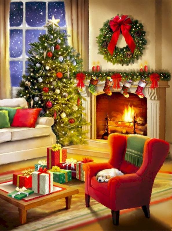 Hoek van de Kamer Tijdens Kerstmis Schilderen op Nummers