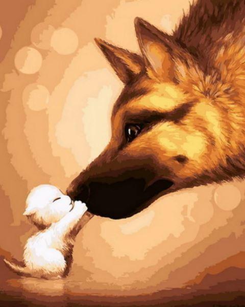 Hond en Pup Schilderen op Nummers