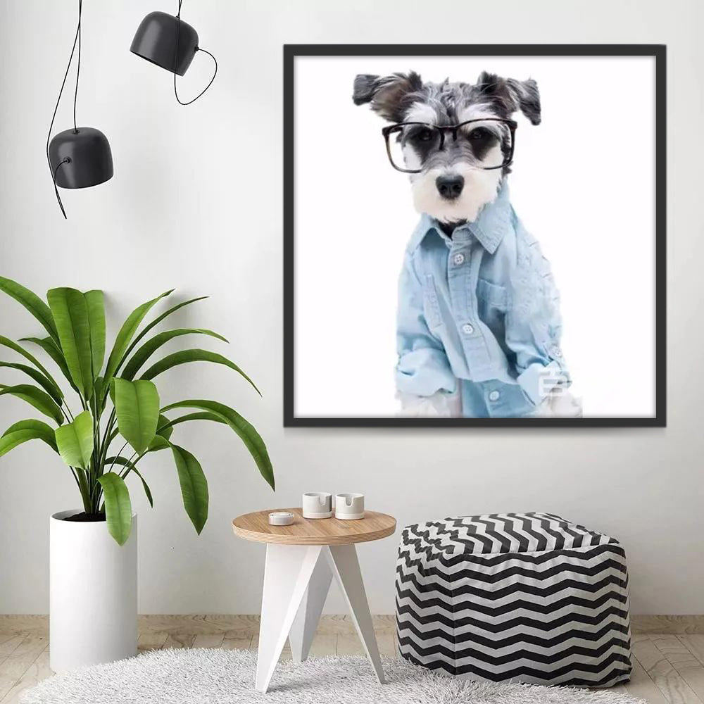 Hond in het Blauwe Shirt Schilderen op Nummers